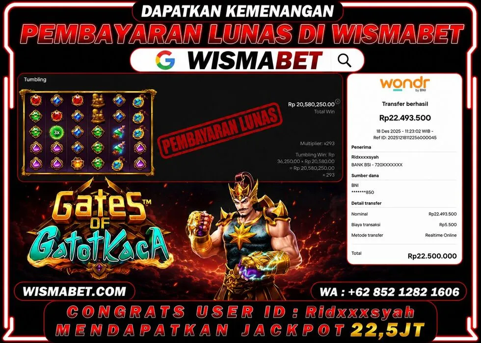 BUKTI KEMENANGAN Gates Of Gatot Kaca 1000 Rp22,500,000- LUNAS